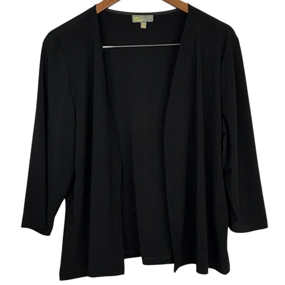 VTG Linea Domani Black 3/4 Sleeve Lightweight & Flowy Open Cardigan Shrug XL